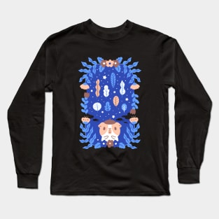 Guinea Pig with flowers and leaves Long Sleeve T-Shirt